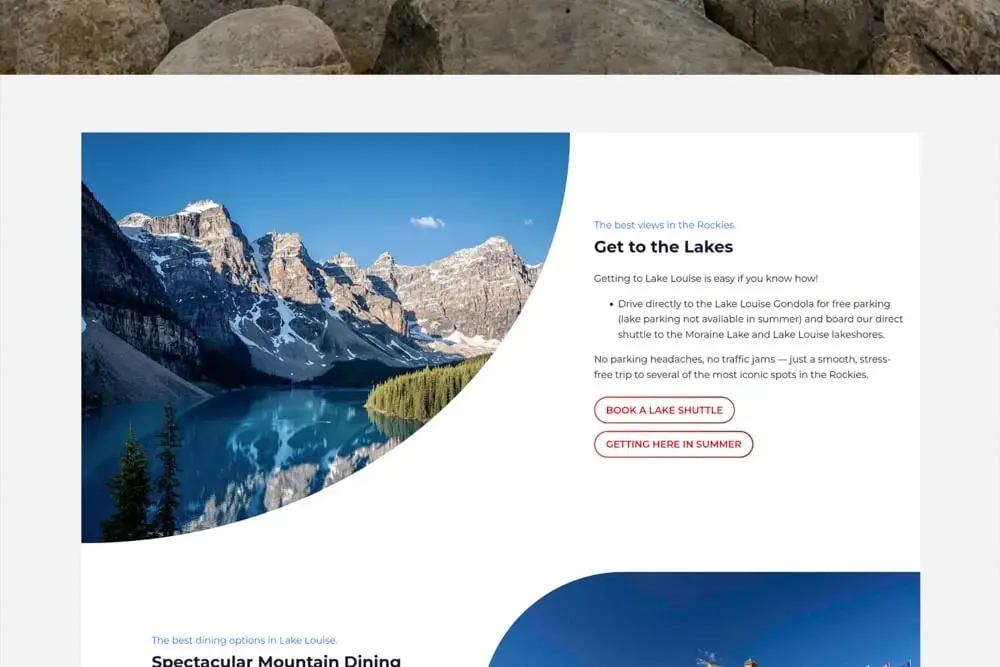 Advertising collage and signage using the alpine sunrise image.