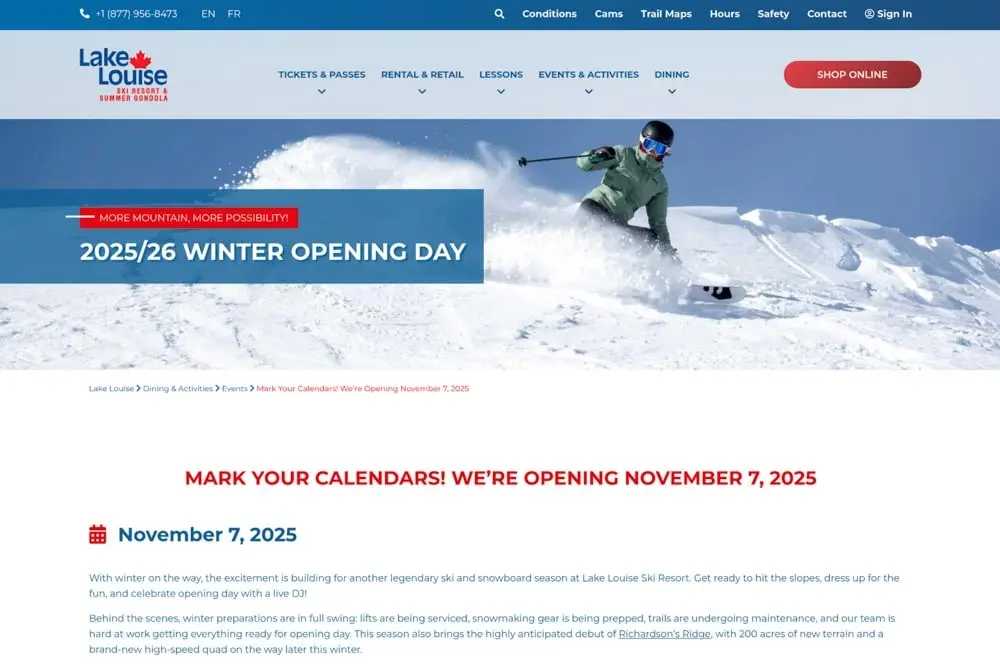 Website screenshot using the East Bowl powder image.