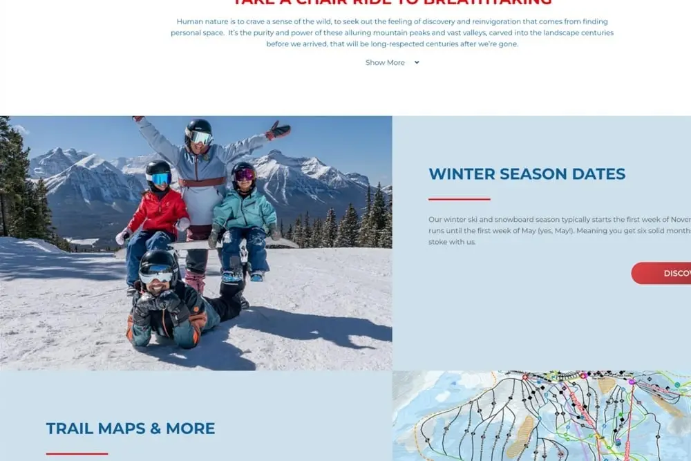 Website screenshot using the family lifestyle image.